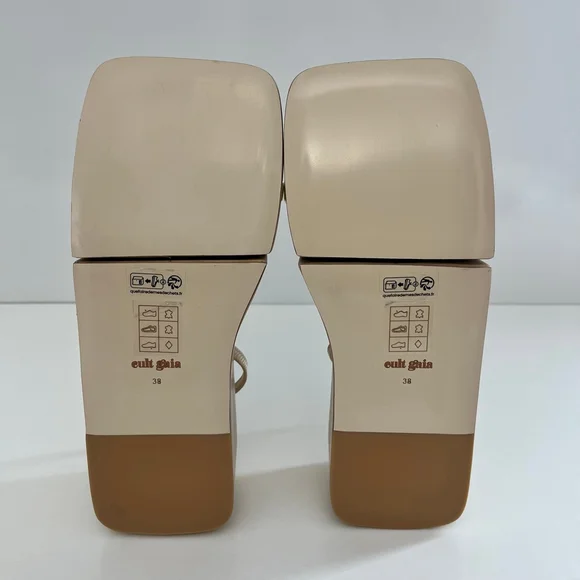 Cult Gaia Onyx Platform Slingback Sandal Silver Spiral Tan EU 38 NWOT - Picture 13 of 13